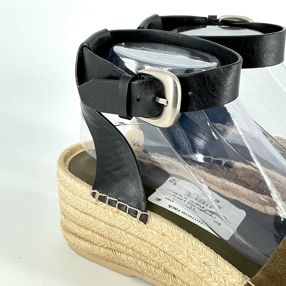 Vince Size 9.5 Olive Suede Black‎ Leather Platform Espadrille NEW Sandals $330